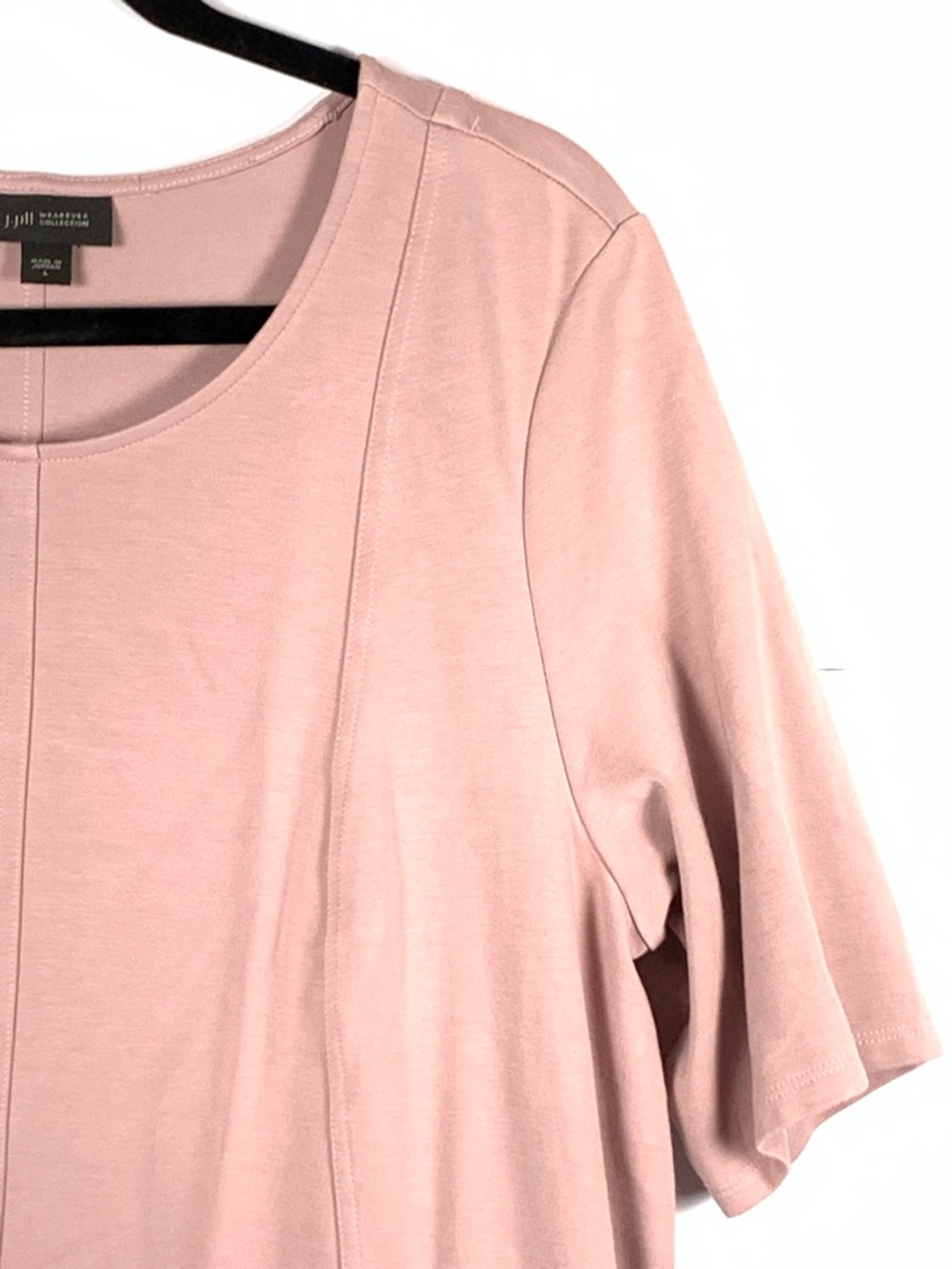 J Jill Wearever Top L Dusty Rose Short Sleeve Stretch Knit Tunic Casual - Picture 5 of 12